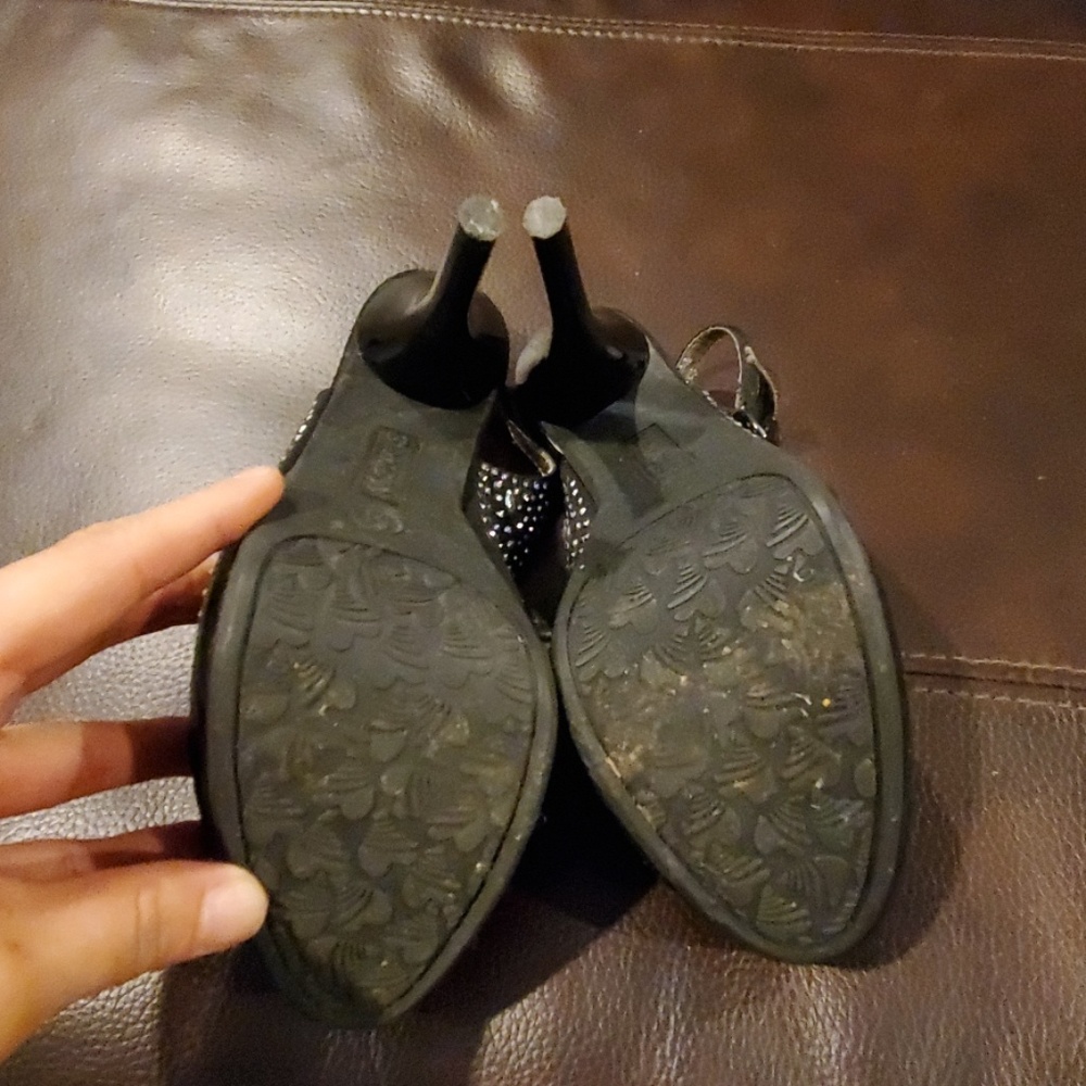 Black rhinestone slingback heels... WORN ONCE!!! - Picture 6 of 7